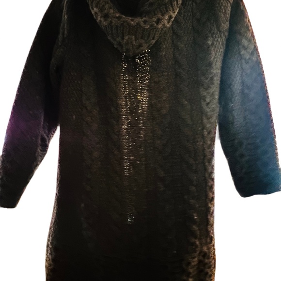 ☘️Aran Crafts Hooded Wool Cable Knit Coatigan Sweater | Made in Ireland | Med ☘️ - Picture 3 of 7
